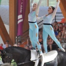 Joanne and Hannah Eccles at the World Equestrian Games in 2012 winning silver